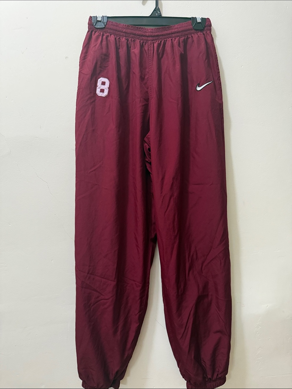 Nike Maroon Kids Joggers with White Swoosh & White '8' Patch